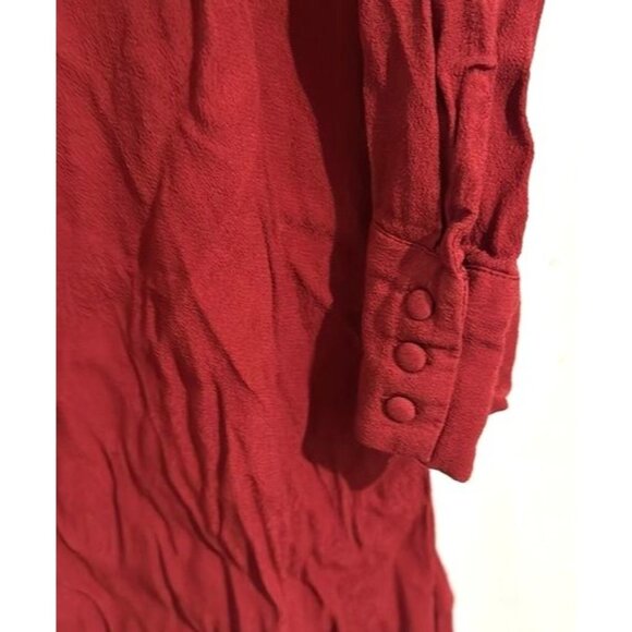 Madewell Red Button-Front Long Sleeve Blouse 2X Viscose - Picture 5 of 9